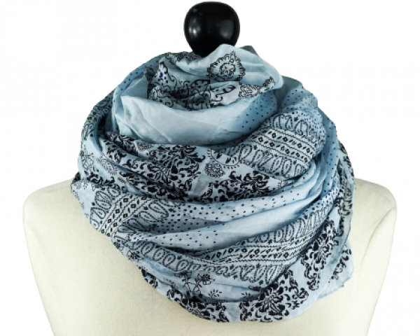 AHMADDY Seiden-Schal silber blau grau