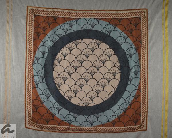 AHMADDY Seide- Baumwolle Modalschal braun blau beige