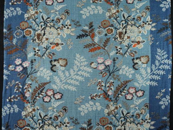 AHMADDY Woll-Schal Flower blau grau