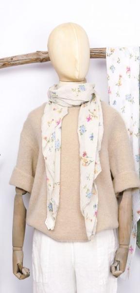 Sarah & Sally Baumwollschal Blumenwiese weiß