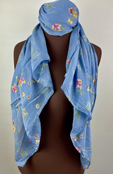 Sarah & Sally Baumwollschal Blumenwiese blau