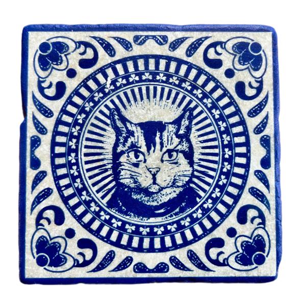 Marmor Fliese Glas Untersetzer Katze
