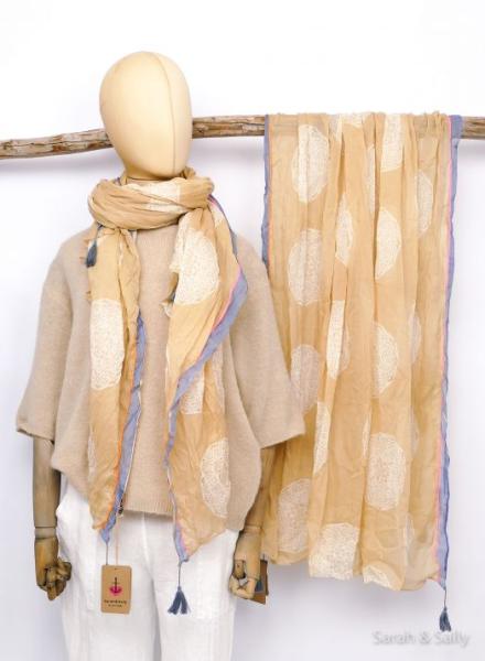 Sarah & Sally Baumwollschal Mandala karamel
