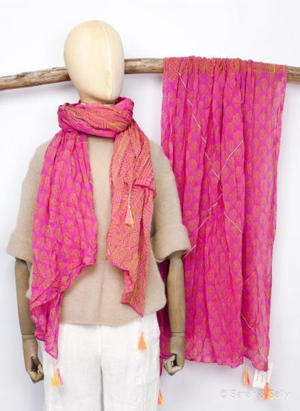 Sarah & Sally Baumwollschal Pink auf Pink