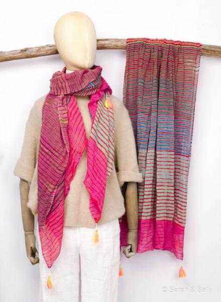Sarah & Sally Schal Streifen auf Pink