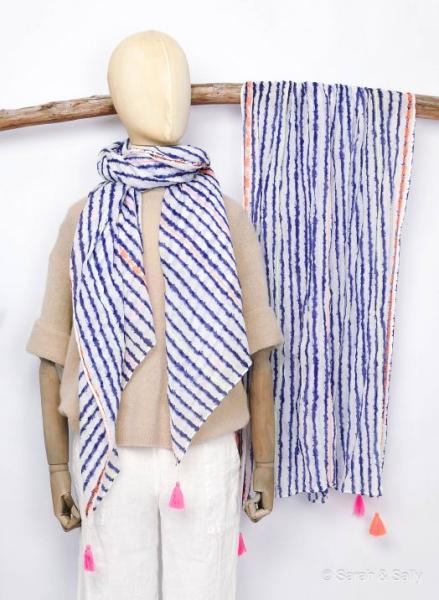 Sarah & Sally Baumwollschal Batikstreifen
