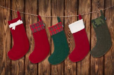 Nikolaus Weihnachts-Stiefel blau Teddy weich XL