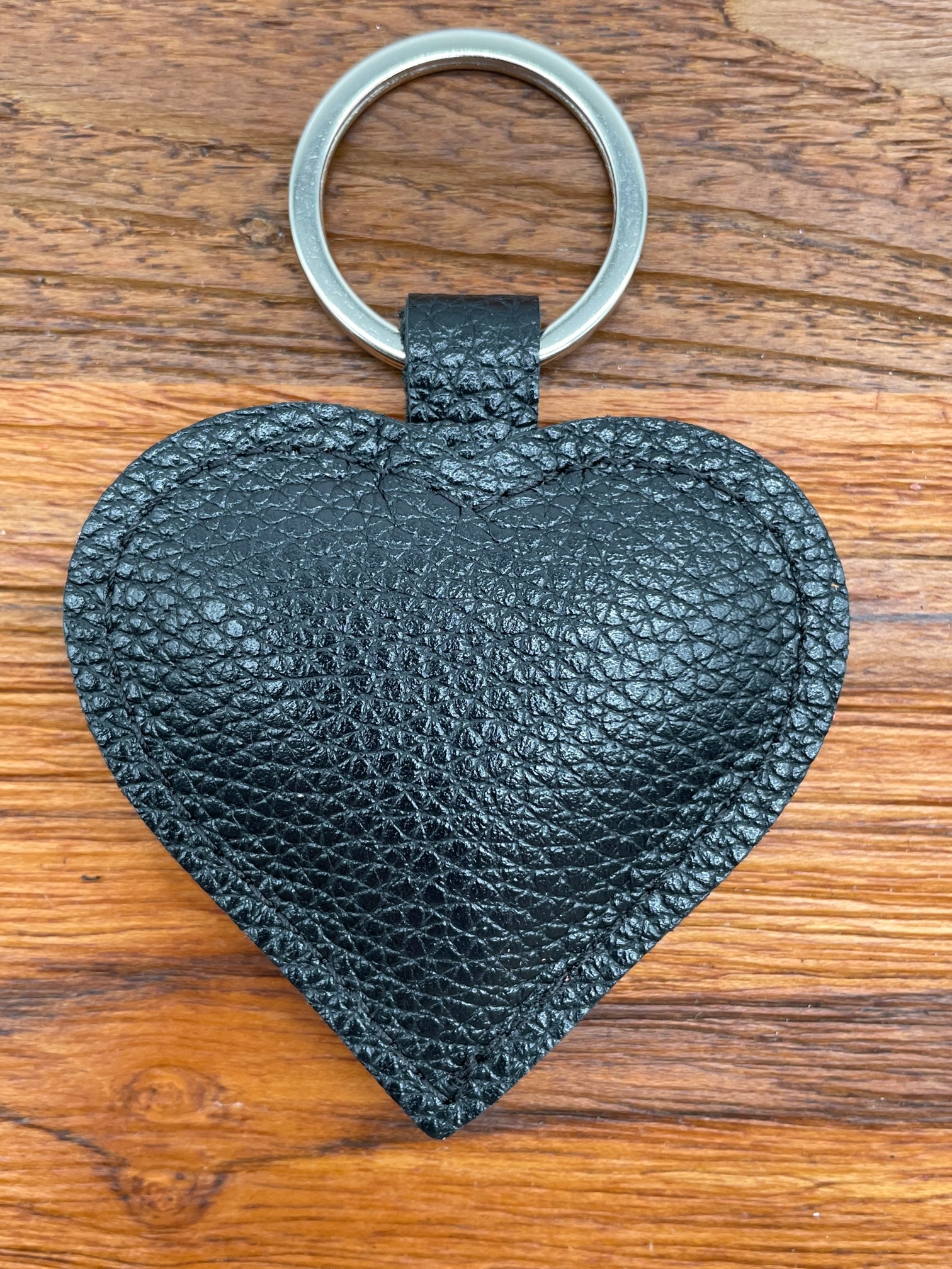 Leder Schlüsselanhänger Herz schwarz