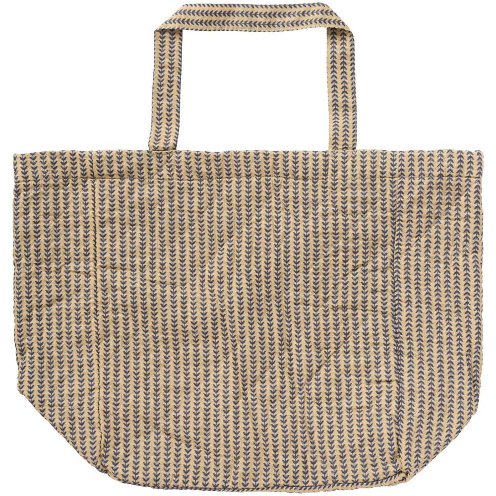 Tasche IB Laursen beige mit dunkelblauen Stängeln