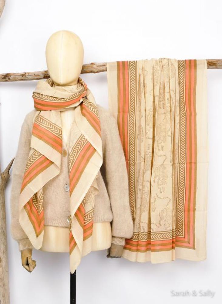 Sarah & Sally Baumwolltuch Tiger neon Orange