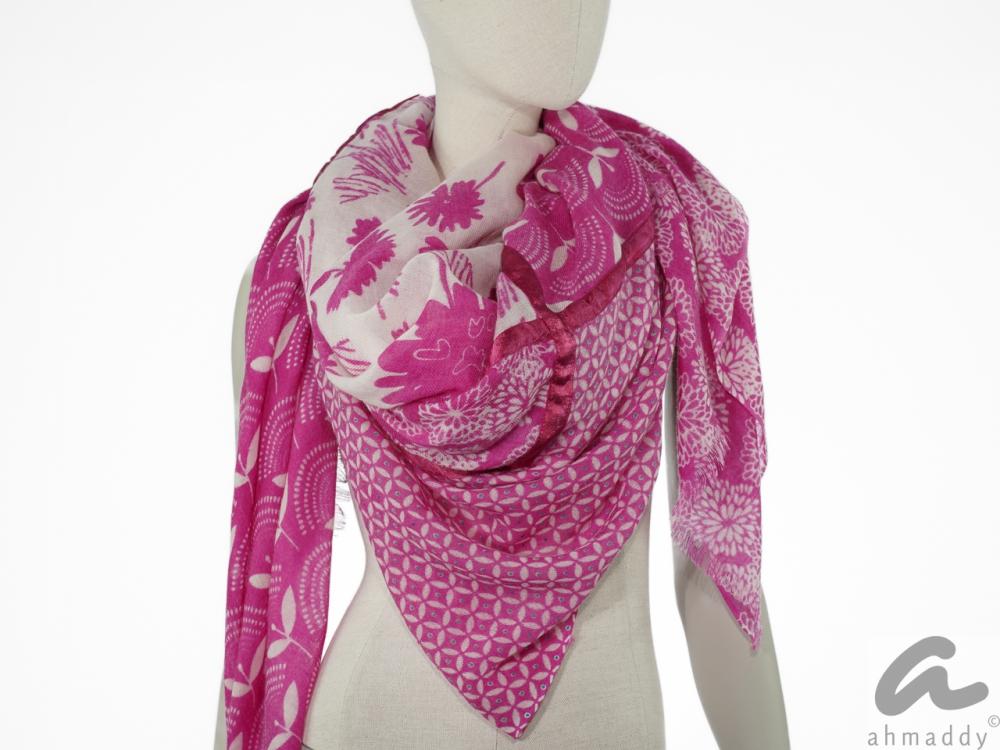AHMADDY Wollschal fuchsia beige