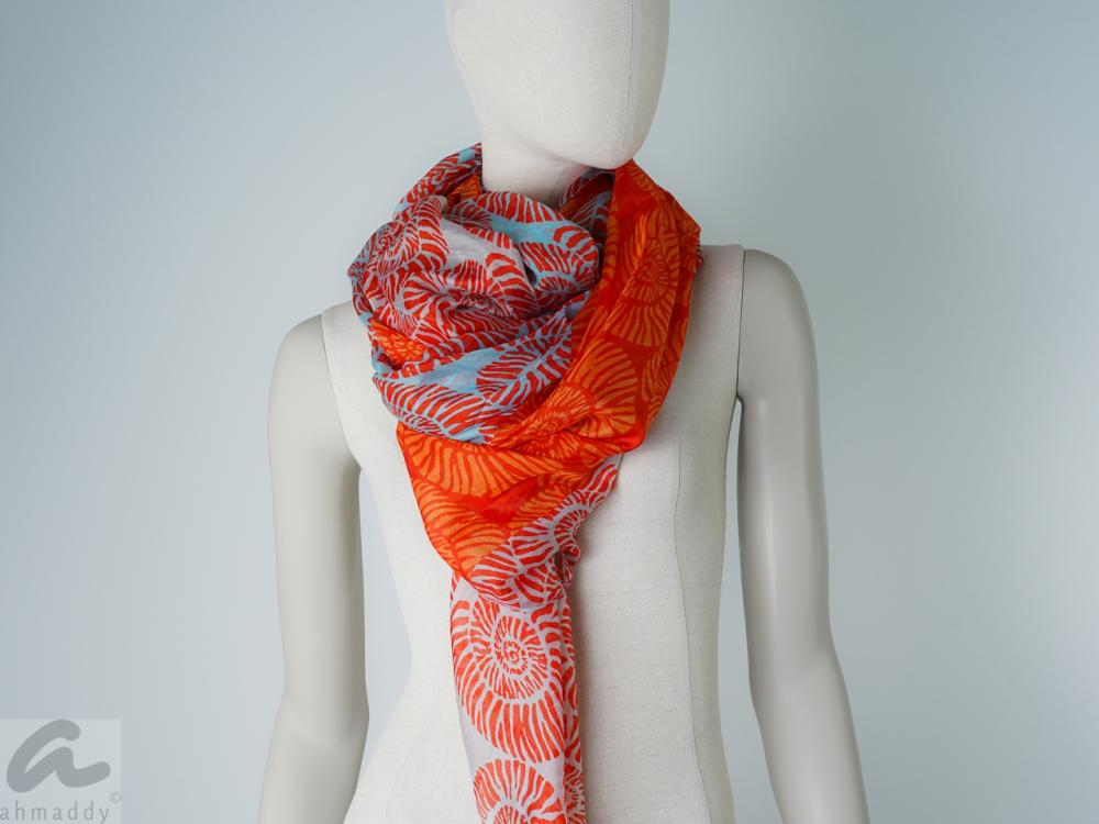 AHMADDY Seiden-Schal orange türkis