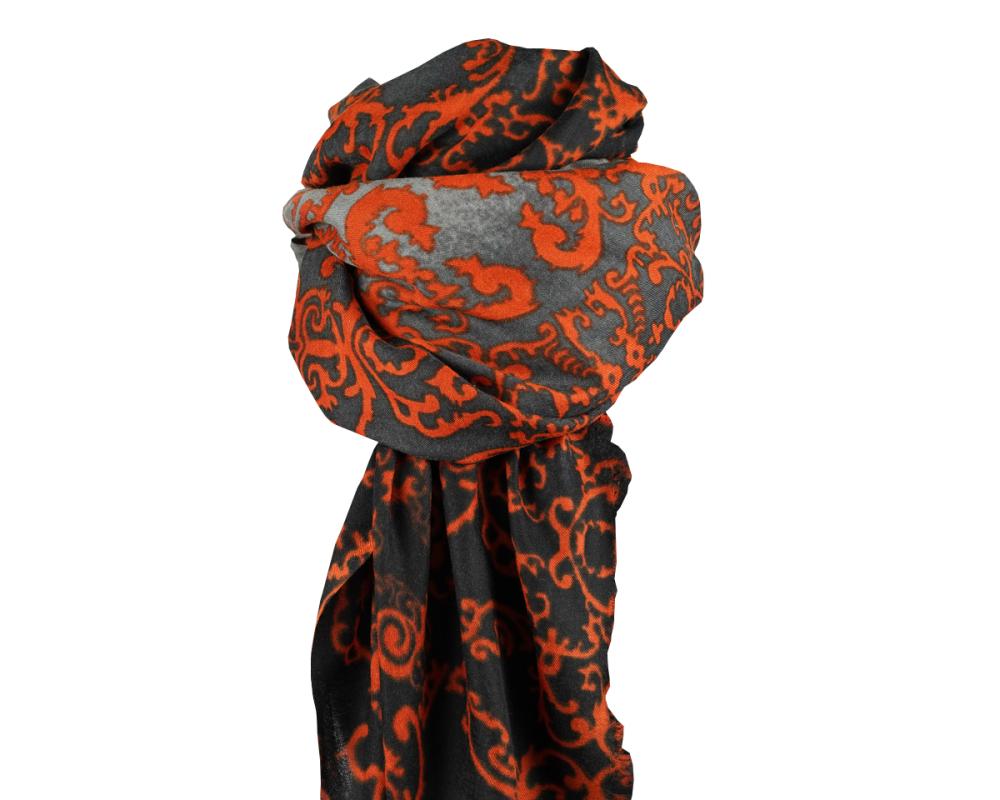 AHMADDY Seiden-Wollschal Vintage schwarz rot