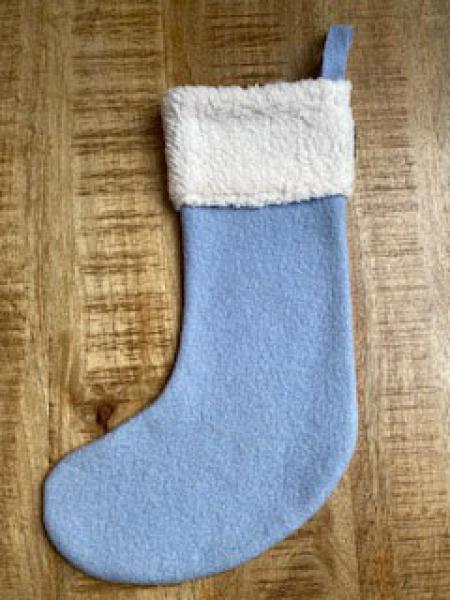 Nikolaus Weihnachts-Stiefel hellblau Teddy weich XL