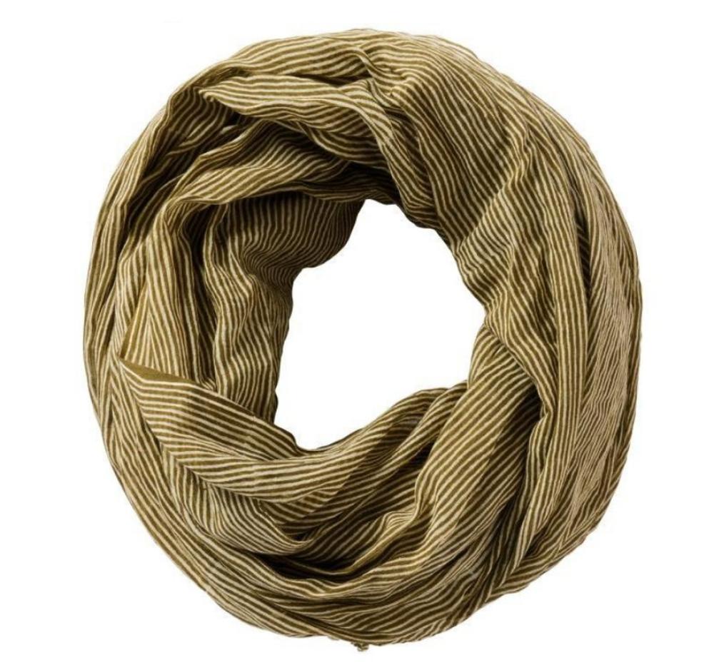 IB Laursen Halstuch Baumwolle oliv mini Streifen