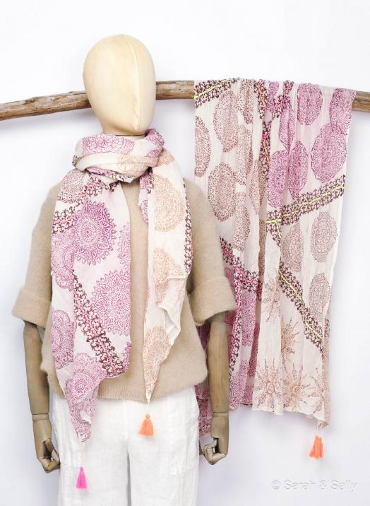 Sarah & Sally Baumwollschal Mandala pink