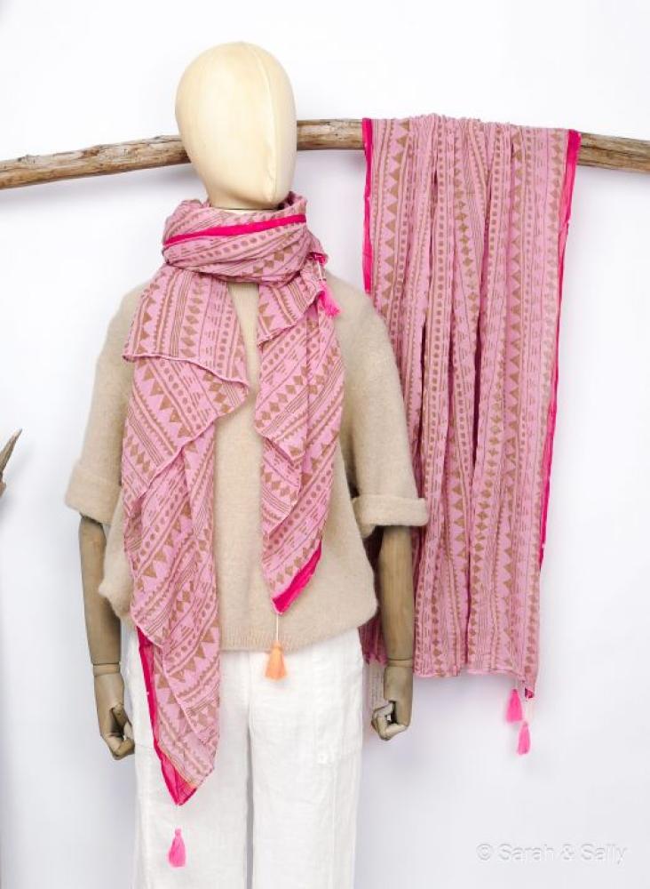 Sarah & Sally Baumwollschal rosa und pink