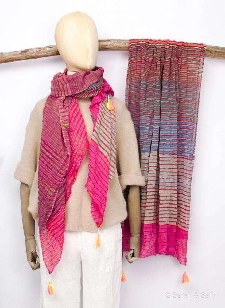 Sarah & Sally Schal Streifen auf Pink