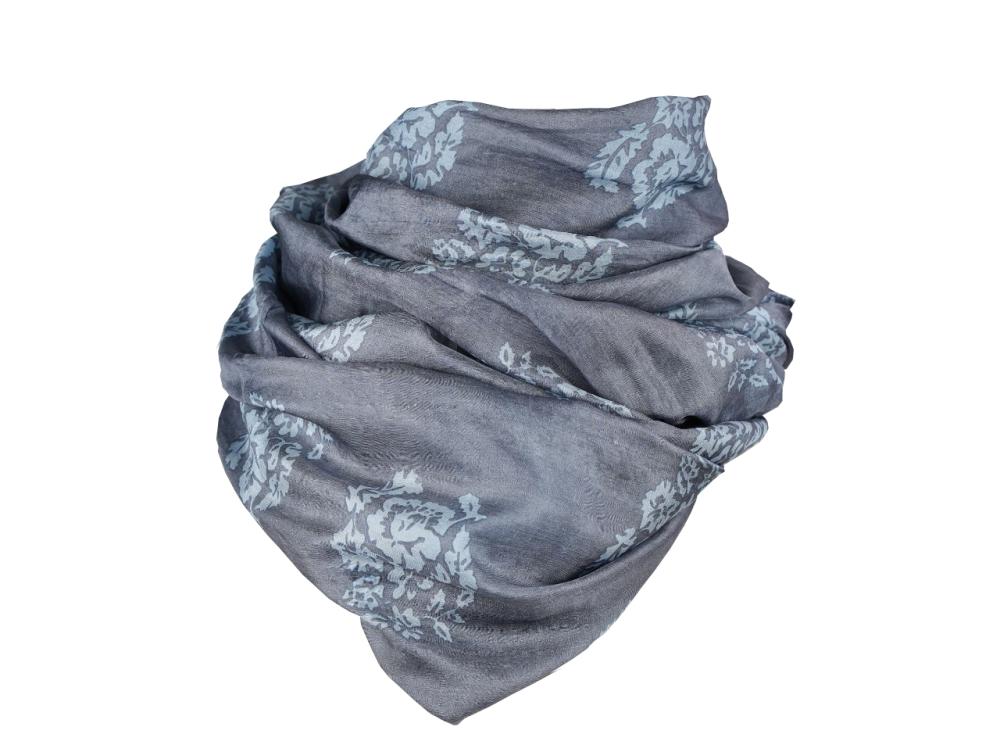 AHMADDY Seiden Schal blau grau