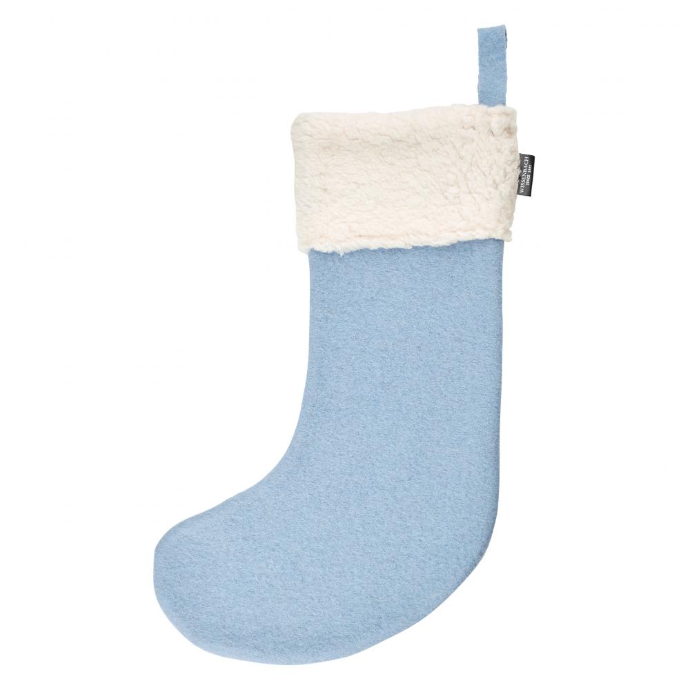 Nikolaus Weihnachts-Stiefel hellblau Teddy weich XL