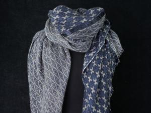 AHMADDY Woll-Schal taupe blau