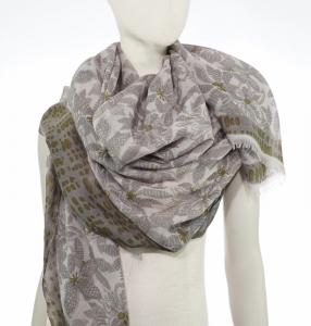 AHMADDY Woll-Schal floral beige-grau