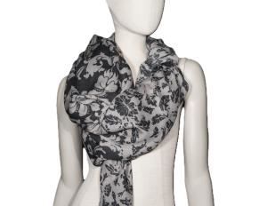 AHMADDY Seiden-Wollschal silber anthrazit