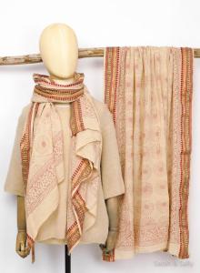 Sarah & Sally Baumwollschal Natur und Altrosa