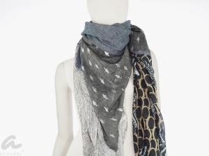 AHMADDY Quadrato Seide Baumwolle grau schwarz