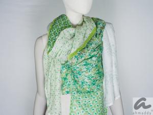 AHMADDY Seiden-Baumwoll-Schal grün beige