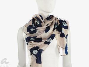 AHMADDY Seiden-Schal Mohn beige navy