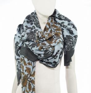 AHMADDY Seiden-Wollschal blau-grau-olive