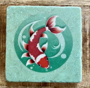 Marmor Fliese Glas Untersetzer Fisch