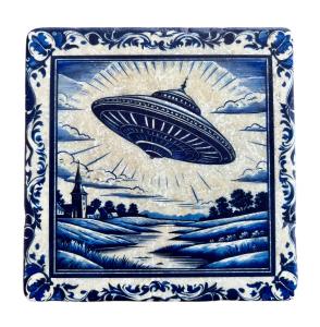 Marmor Fliese Glas Untersetzer Ufo