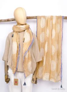 Sarah & Sally Baumwollschal Mandala karamel