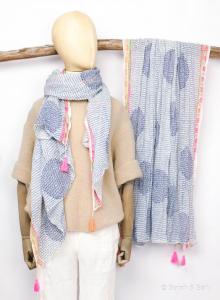 Sarah & Sally Baumwollschal Mandala blau