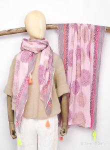 Sarah & Sally Baumwollschal Mandala rosa