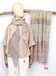 Sarah & Sally Baumwollschal Olive und Braun