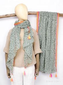 Sarah & Sally Schal oliv beige