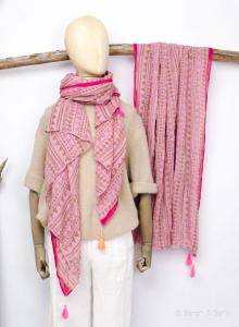 Sarah & Sally Baumwollschal rosa und pink
