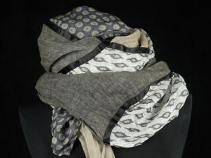 AHMADDY Seiden-Baumwoll-Schal schwarz grau taupe
