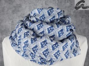 AHMADDY Seiden Schal blau weiß